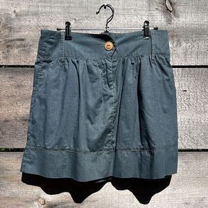 Mimi Chica Women's Blue Denim Lightweight Mini A-Line Skirt